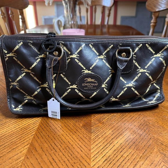 Longchamp Paris Gold tone & brown bag - Picture 1 of 6